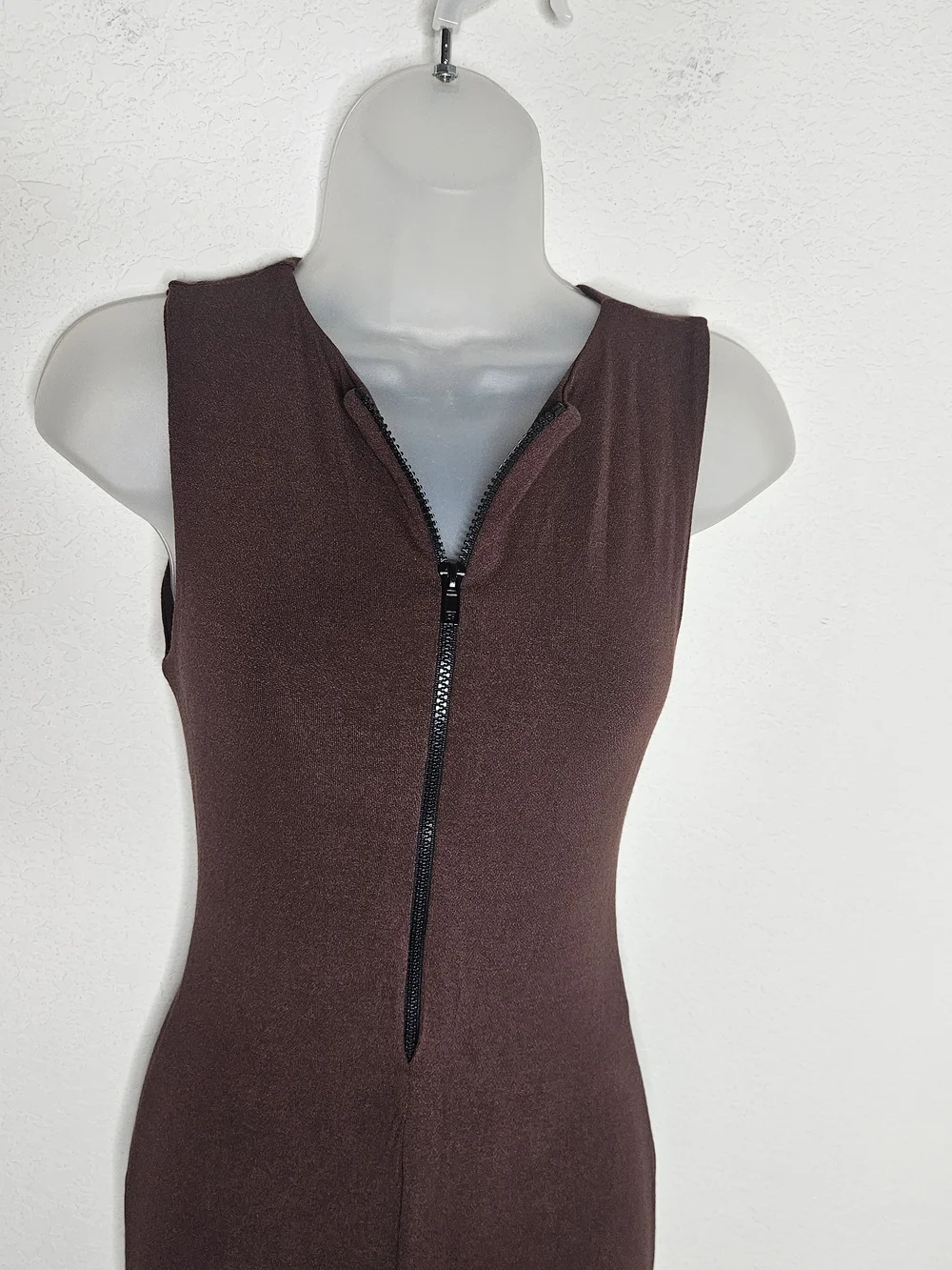 Naked Wardrobe Baby Mama Brown Sleeveless Zip Front Jumpsuit Maternity Nursing S - Picture 5 of 9